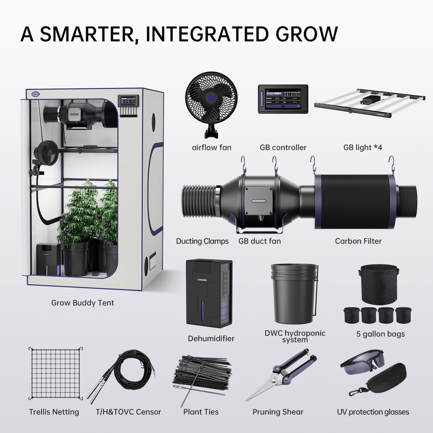 Growbuddy Growtent Complete Kit 5*3