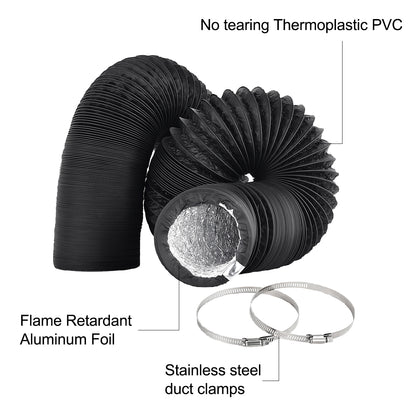 4/6inch flexible aluminum duct, heavy-duty 4-layer protection, 25 feet long, suitable for heating, cooling, ventilation and exhaust scenarios