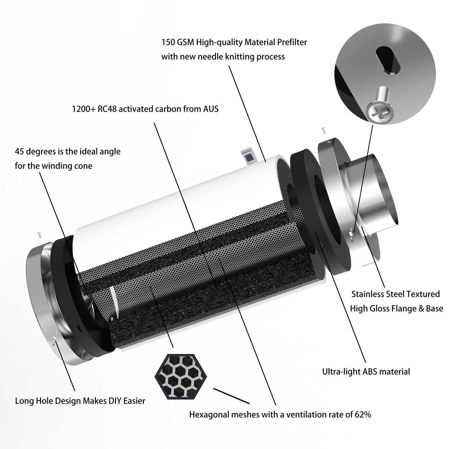 6*12Inch Air Carbon Filter for Odor Control